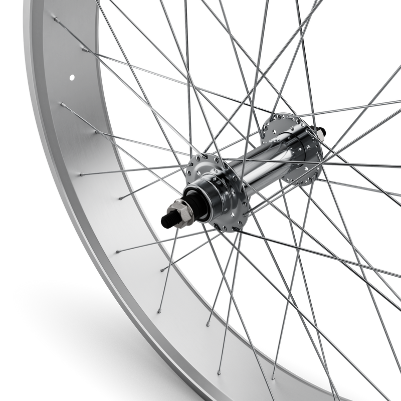 26" Fat Tire Coaster Brake Beach Cruiser Wheel Set (Silver)