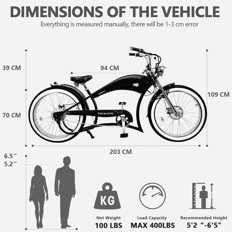 Tracer 500W Twenty5 GT Chopper Cruiser Electric Bike