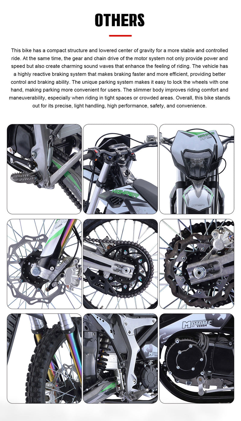 MotoTec 12000w Venom 72v  Electric Dirt Bike