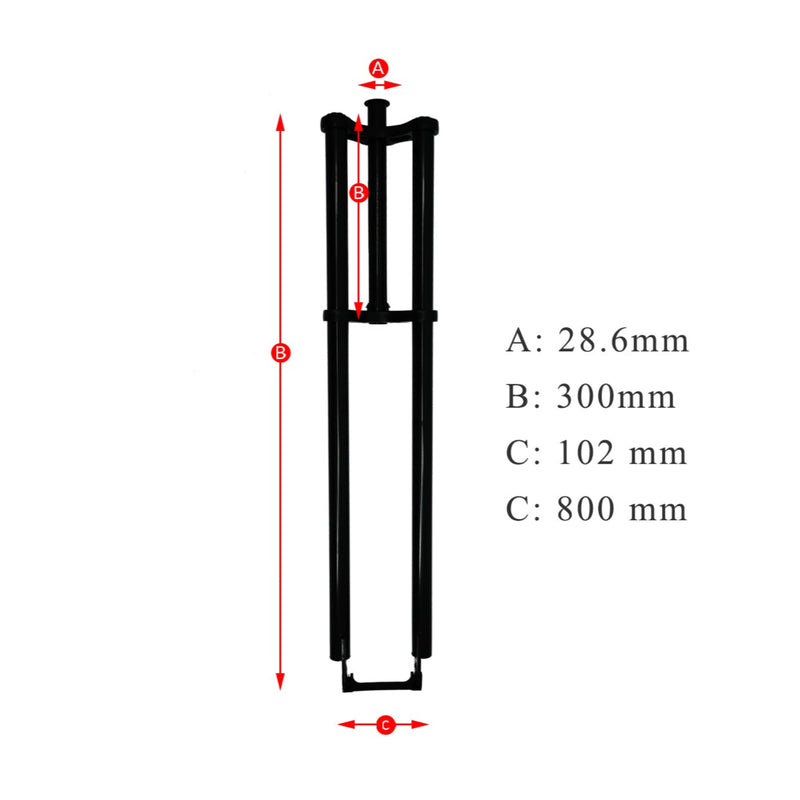 Motorized Bicycle Tracer Triple Tree Fork 28.6 mm Black dimension 