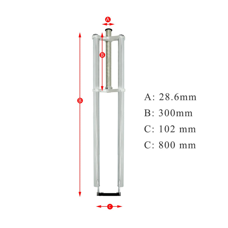 Motorized Bicycle Tracer Triple Tree Fork 28.6 mm Chrome dimension