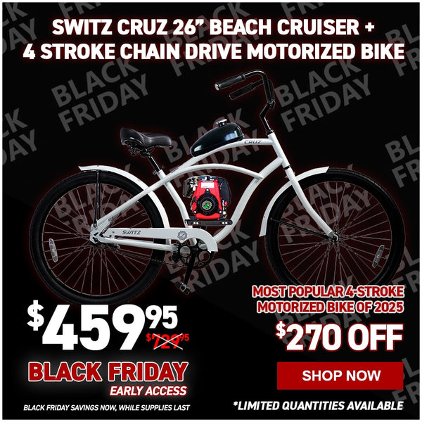 Switz Cruz + 4 Stroke Chain Drive Motorized Bike
