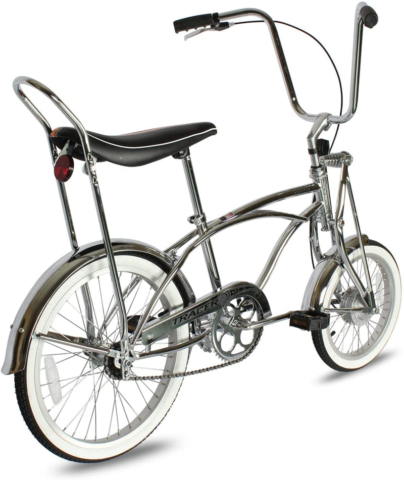 Tracer Smart Classic Lowrider Beach Cruiser Single Speed Bike Chrome Back Right Angle View