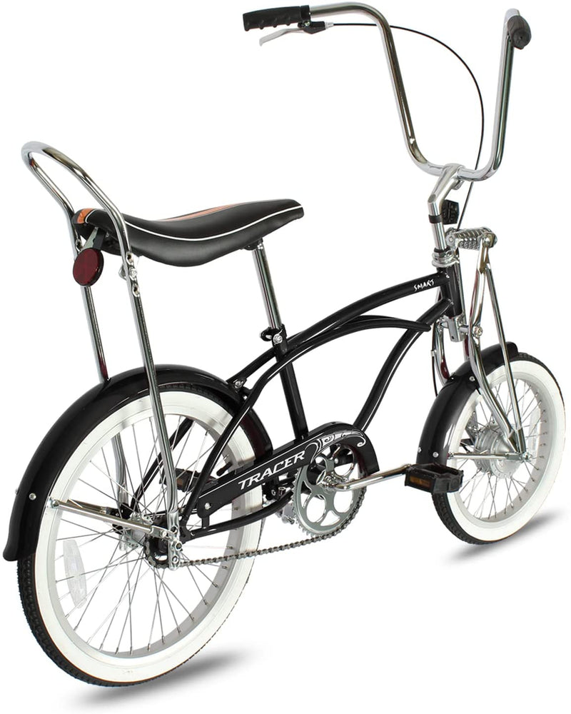 Tracer Smart Classic Lowrider Beach Cruiser Single Speed Bike Matte Black Back Right Angle View