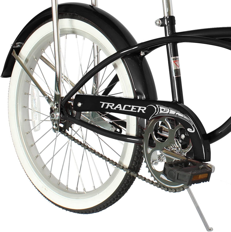 Tracer Smart Classic Lowrider Beach Cruiser Single Speed Bike Matte Black Rear Wheel