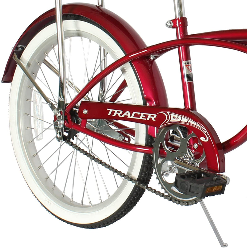 Tracer Smart Classic Lowrider Beach Cruiser Single Speed Bike Red Rear Wheel
