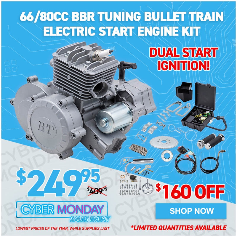 66/80cc BBR Tuning Bullet Train Electric Start Engine Kit - Silver