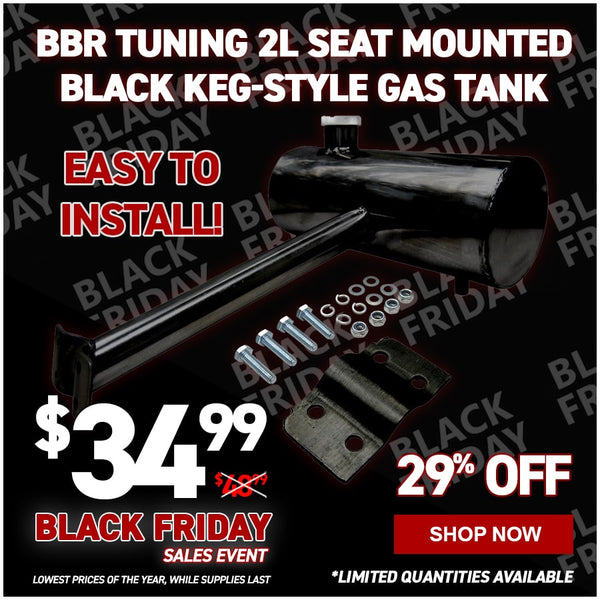 BBR Tuning 2L Seat Mounted Black Keg-Style Gas Tank