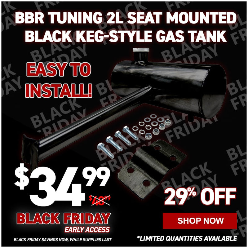 BBR Tuning 2L Seat Mounted Black Keg-Style Gas Tank