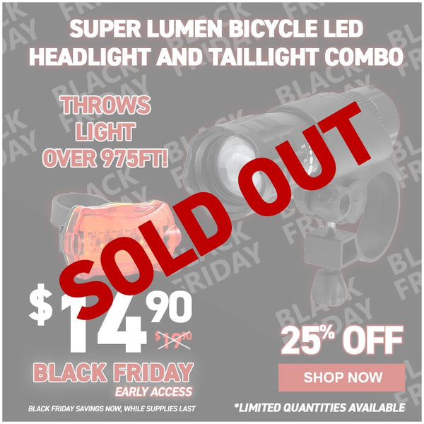 Super Lumen Bicycle LED Headlight and Taillight Combo