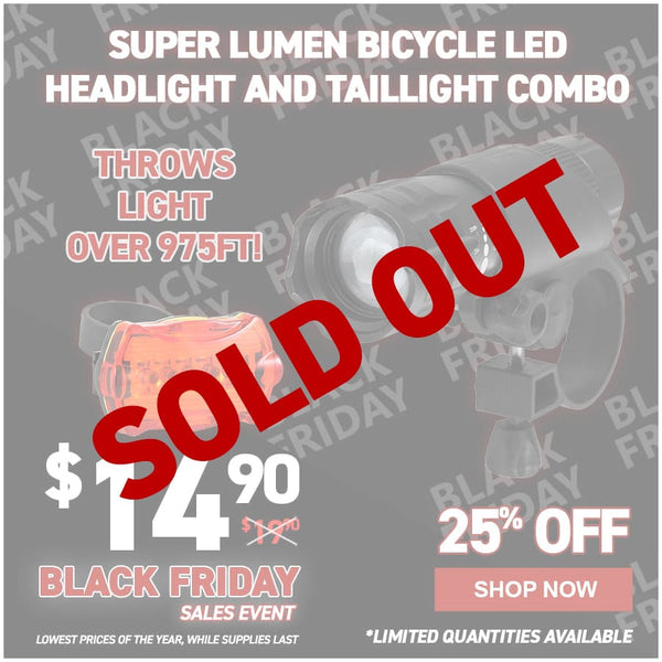 Super Lumen Bicycle LED Headlight and Taillight Combo