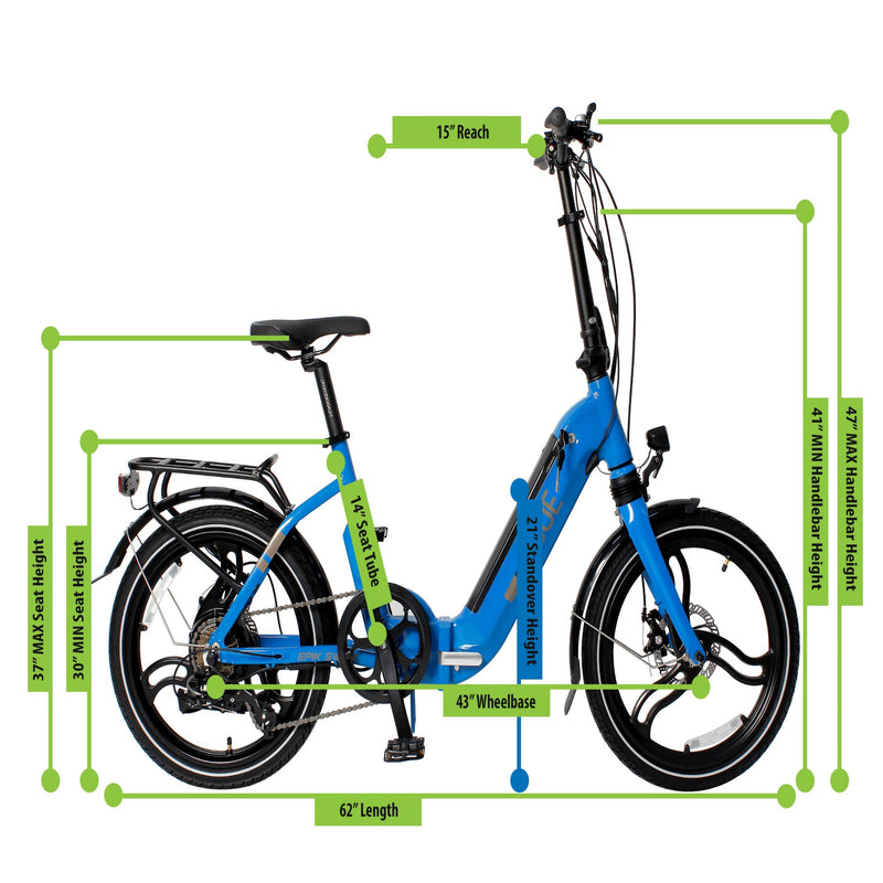 espokes electric bicycles EJOE XV 350W EPIK Swan Folding Electric Bike Sky Blue Mag Alloy Wheel