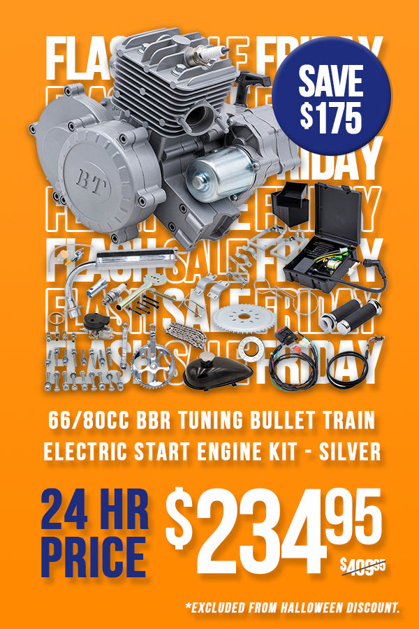 66/80cc BBR Tuning Bullet Train Electric Start Engine Kit - Silver