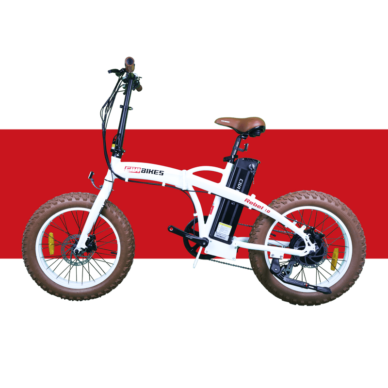 Civi 500W Rebel 1.0 Folding Fat Tire white bicycle side