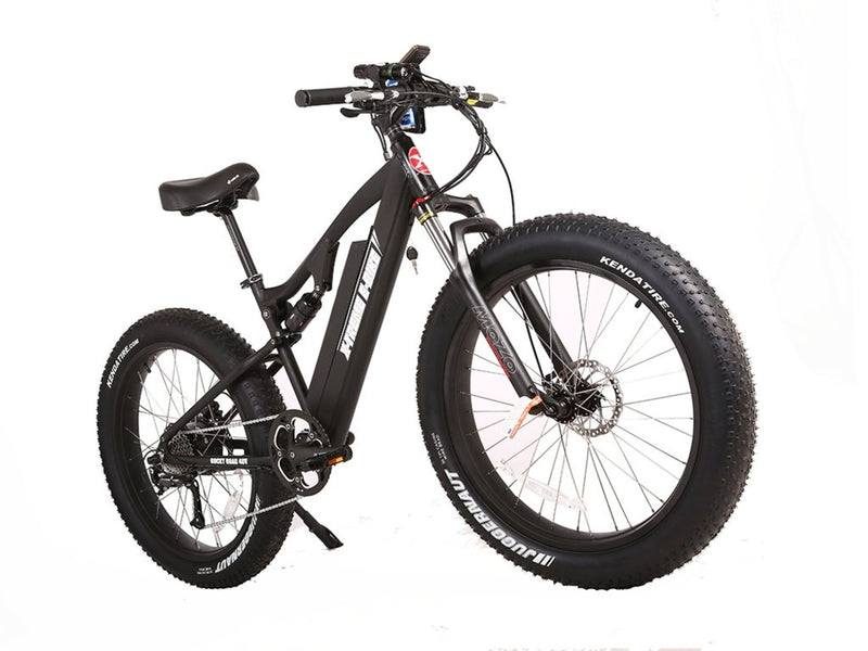 X-Treme 500W Rocky Road Fat Tire Mountain black bicycle front