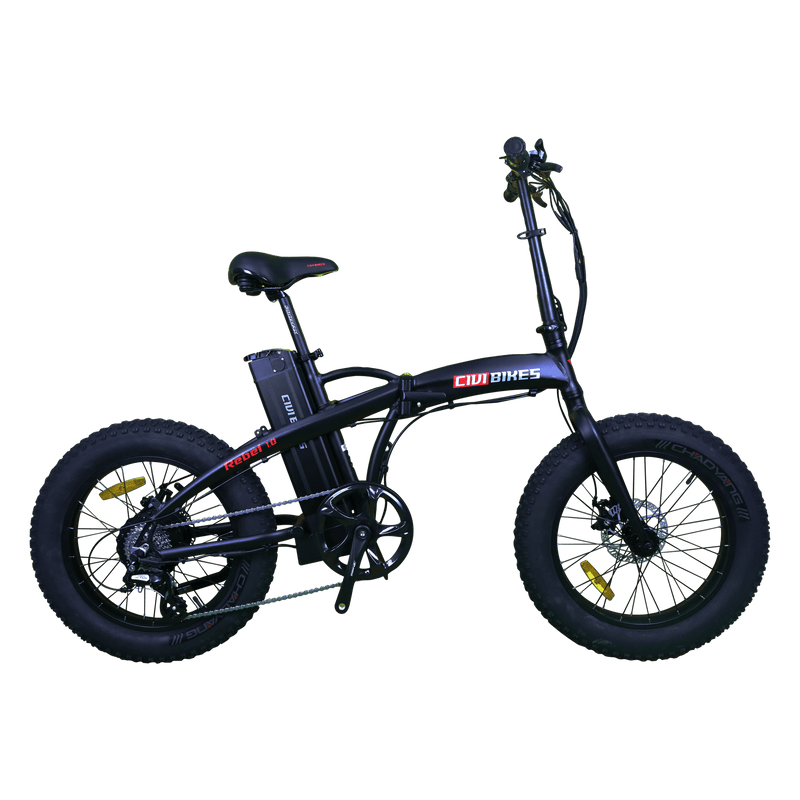 Civi 500W Rebel 1.0 Folding Fat Tire black bicycle side