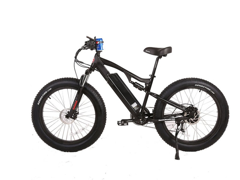 X-Treme 500W Rocky Road Fat Tire Mountain black bicycle side