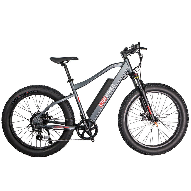 Civi 500W Predator Fat Tire Hardtail Mountain silver bicycle side