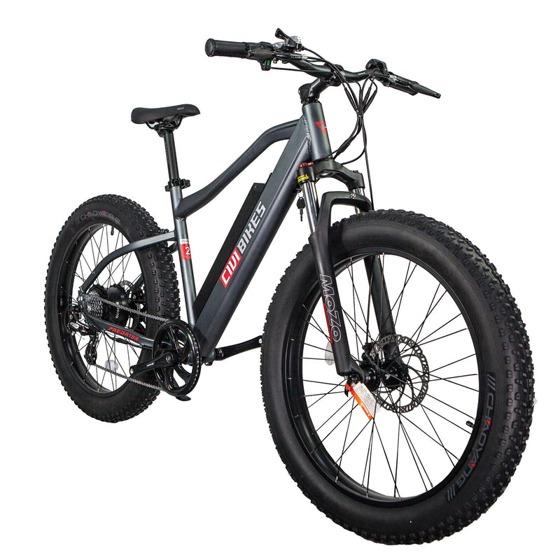 Civi 500W Predator Fat Tire Hardtail Mountain silver biycle front