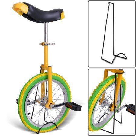 Gorilla 16 Inch Wheel Unicycle - lemon with stand