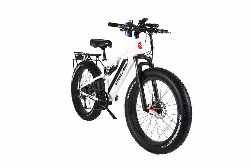X-Treme 500W Rocky Road Fat Tire Mountain white bicycle front