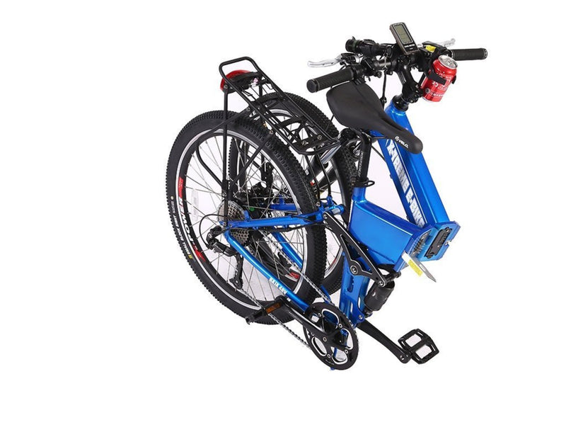 X-Treme 500W Baja Mountain Folding blue bicycle folded