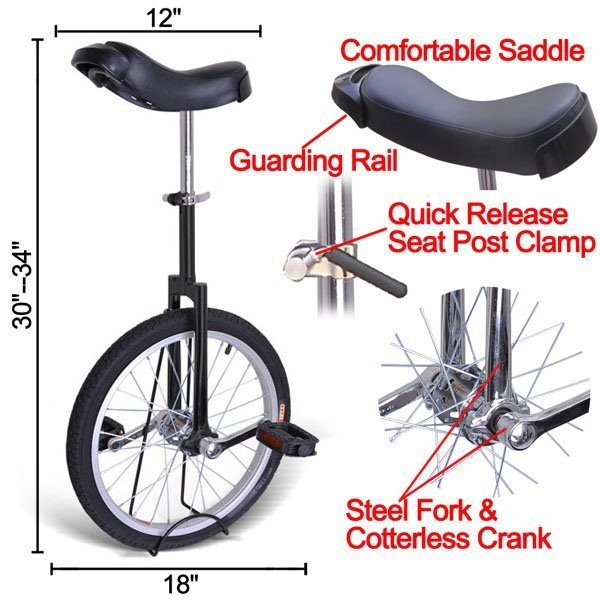 Gorilla 18 Inch Wheel Unicycle - diagram