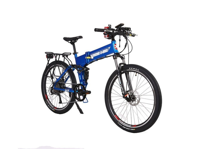 X-Treme 500W Baja Mountain Folding blue bicycle front