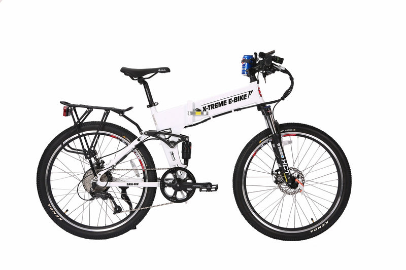 X-Treme 500W Baja Mountain Folding white bicycle side