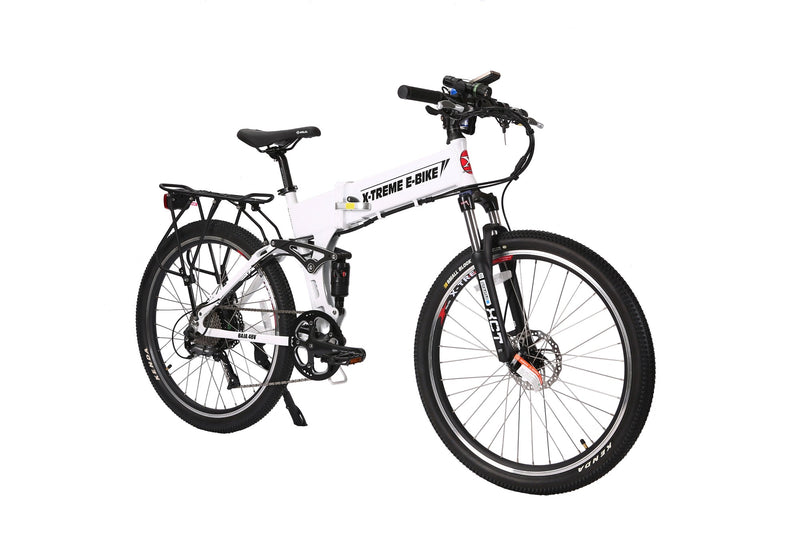 X-Treme 500W Baja Mountain Folding white bicycle side