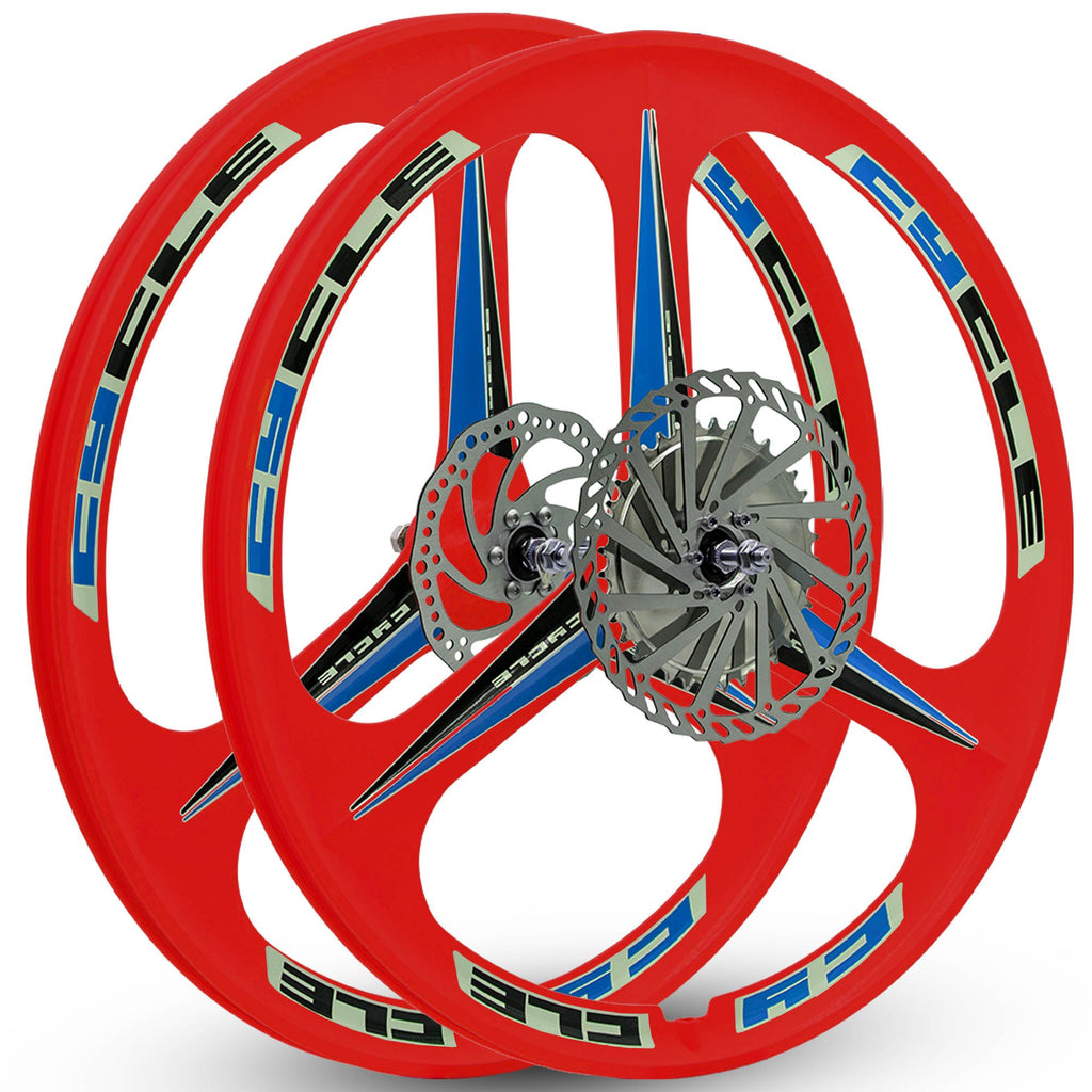 bicycle 3 spoke wheels BBR Tuning 26 Inch Heavy Duty 3 Spoke Motorized Bike Mag Wheel Set