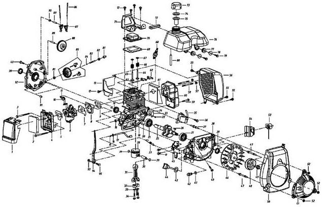 4-Stroke Pull Start Assembly - engine diagram