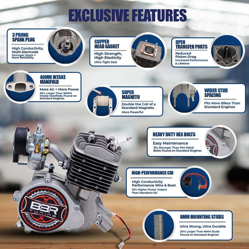BBR Tuning Racing Series Stage 3 66/80cc 2-Stroke Engine Kit - exclusive features