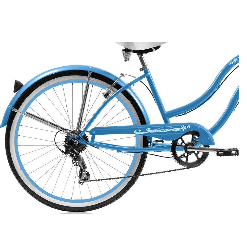 Bicycle Beach Cruiser Micargi Tahiti 24 7SP Womens Blue Rear