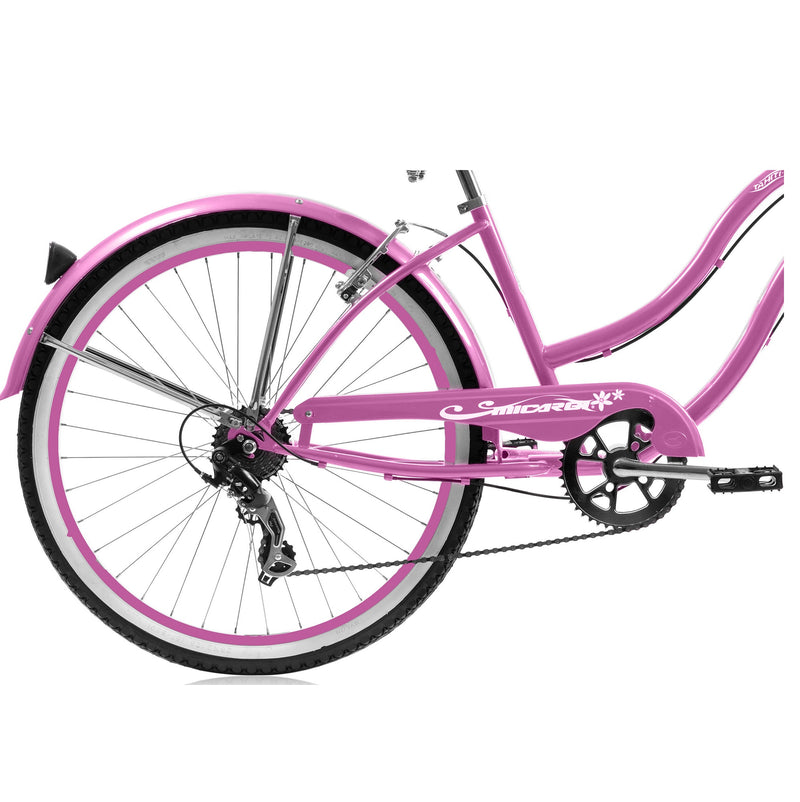 Bicycle Beach Cruiser Micargi Tahiti 24 7SP Womens Pink Rear
