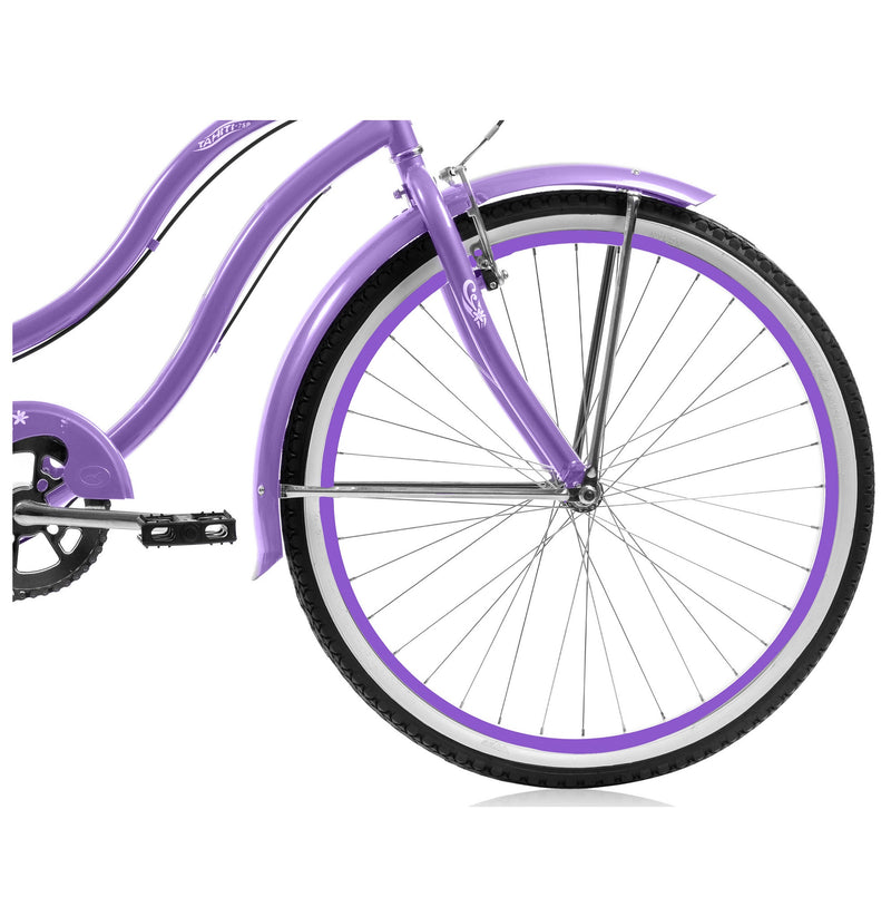 Bicycle Beach Cruiser Micargi Tahiti 24 7SP Womens Purple Front