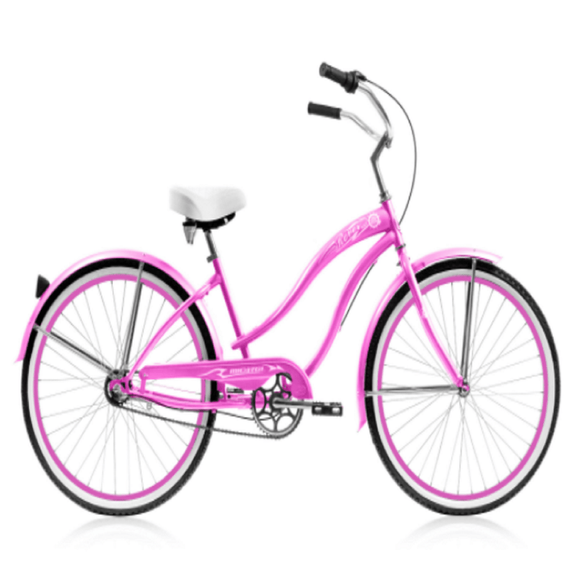 26" Micargi Women's Rover NX3 Pink with pink wrims - side of bicycle