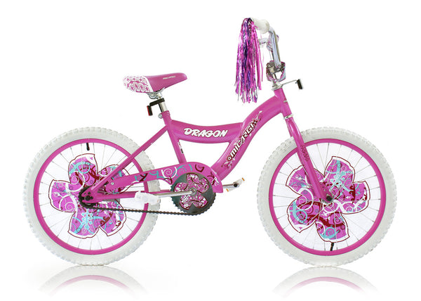 20'' Micargi Girls Dragon - pink - side of bicycle