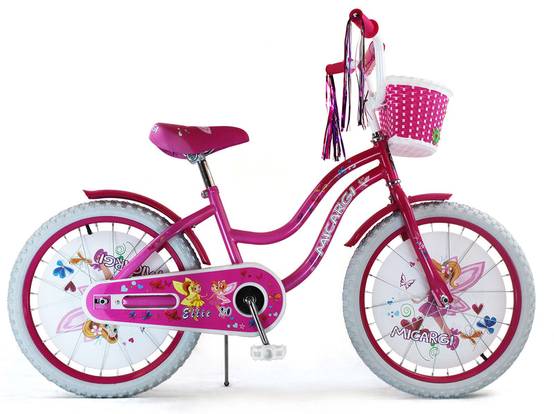16" Micargi Girl's Ellie - pink and hot pink - side of bicycle