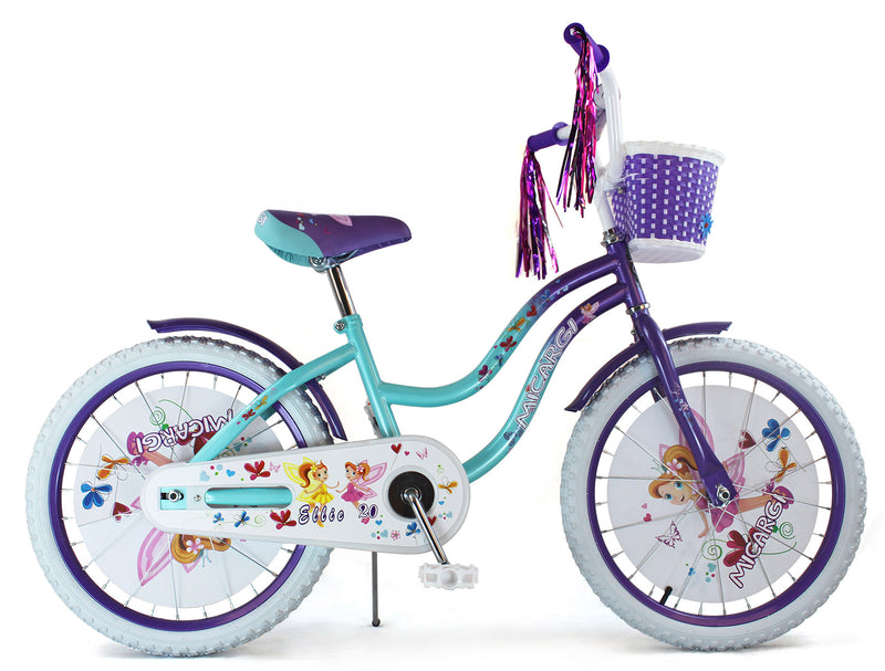 16" Micargi Girl's Ellie - blue and purple - side of bicycle