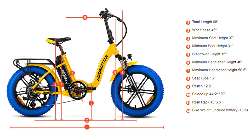 Electric Bike Addmotor M-140 Dimensions