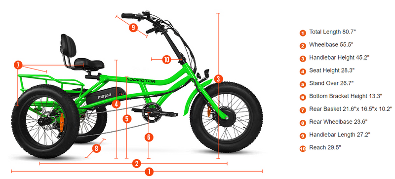 Electric Bike Addmotor M-360 Dimensions