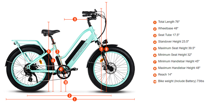 Electric Bike Addmotor M-430 Dimensions