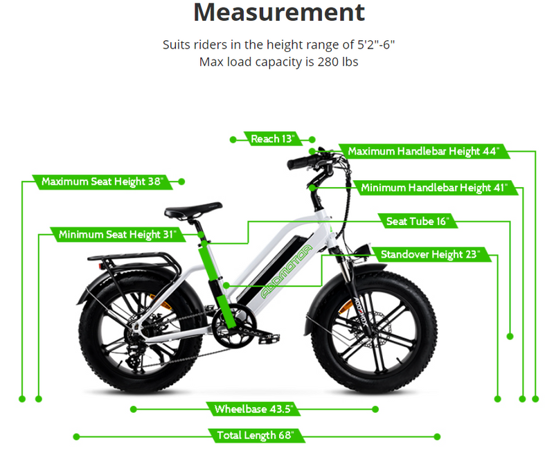 Electric Bike Addmotor M-50 Dimensions