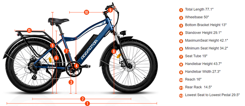 Electric Bike Addmotor M-550 P7 Dimensions