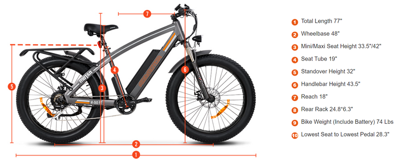 Electric Bike Addmotor M-560 P7 Dimensions