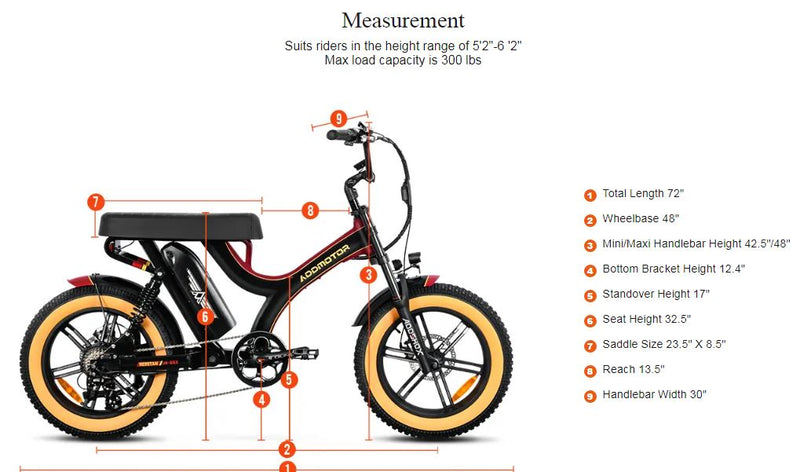 Electric Bike Addmotor M65X Dimensions