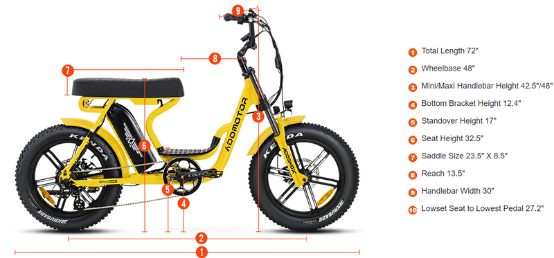 Electric Bike Addmotor M-66 R7 Dimensions