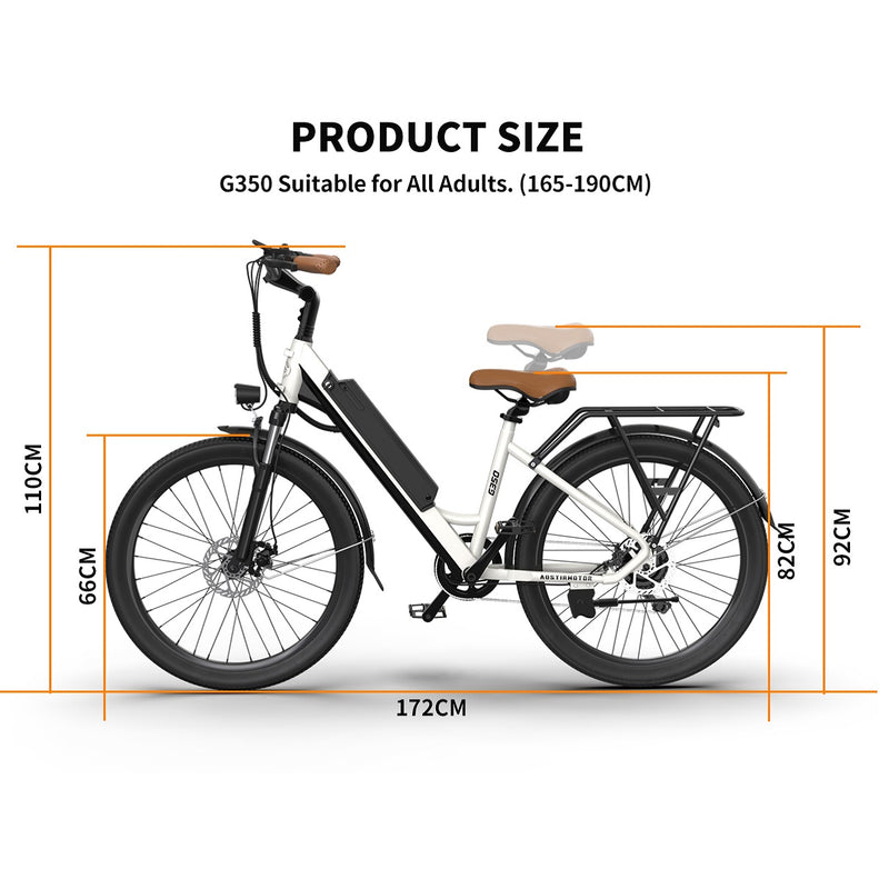 Electric Bike Aostirmotor G350 Dimensions