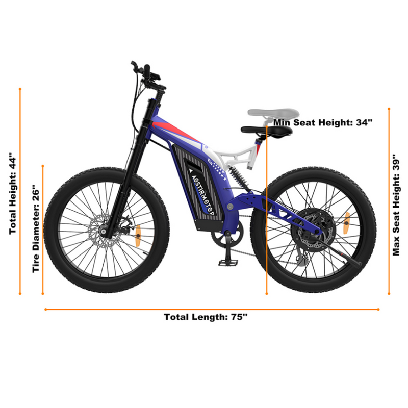 Electric Bike Aostirmotor S17 Dimensions